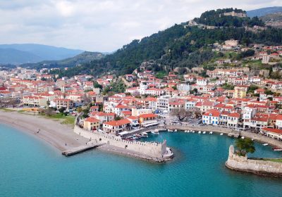 Aerial,Drone,Photo,Of,Iconic,Fortified,Port,And,Medieval,Castle