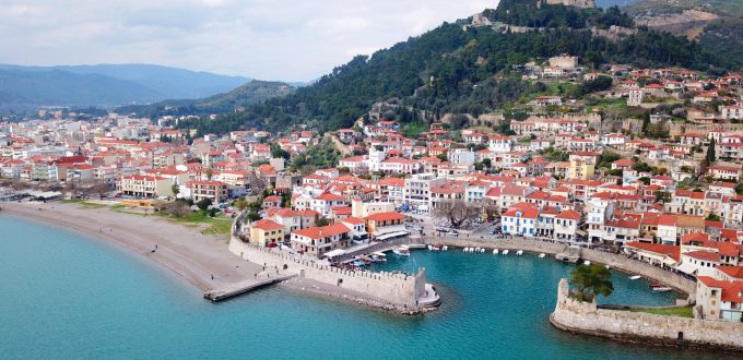 Aerial,Drone,Photo,Of,Iconic,Fortified,Port,And,Medieval,Castle